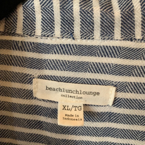 Beachlunchlounge flannel shirt, blue and white stripe, Size XL like new! - Picture 2 of 5